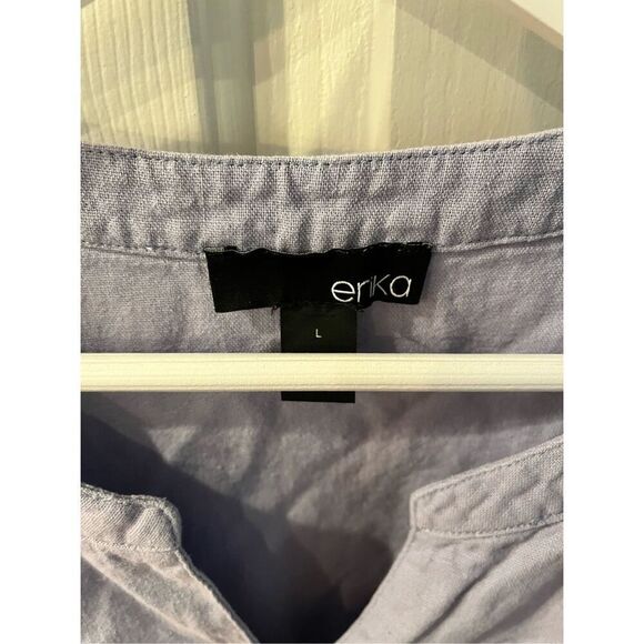 Erika Light Blue Maggie Linen Blend Tunic Tank Top sz L EUC - Picture 3 of 8